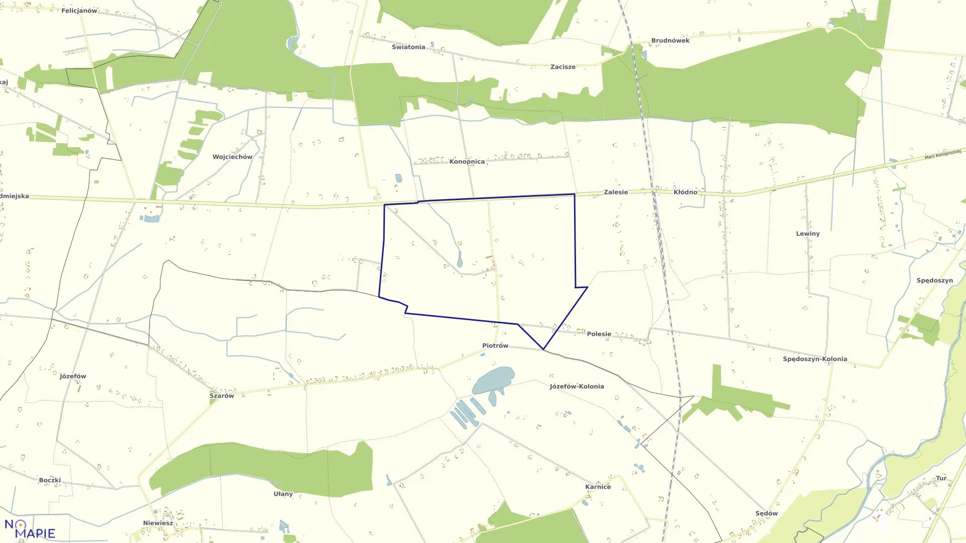 Mapa obrębu BRONÓW w gminie Wartkowice
