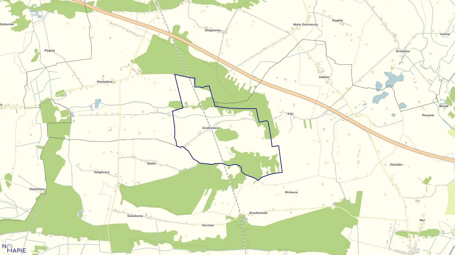 Mapa obrębu GRABISZEW w gminie Wartkowice