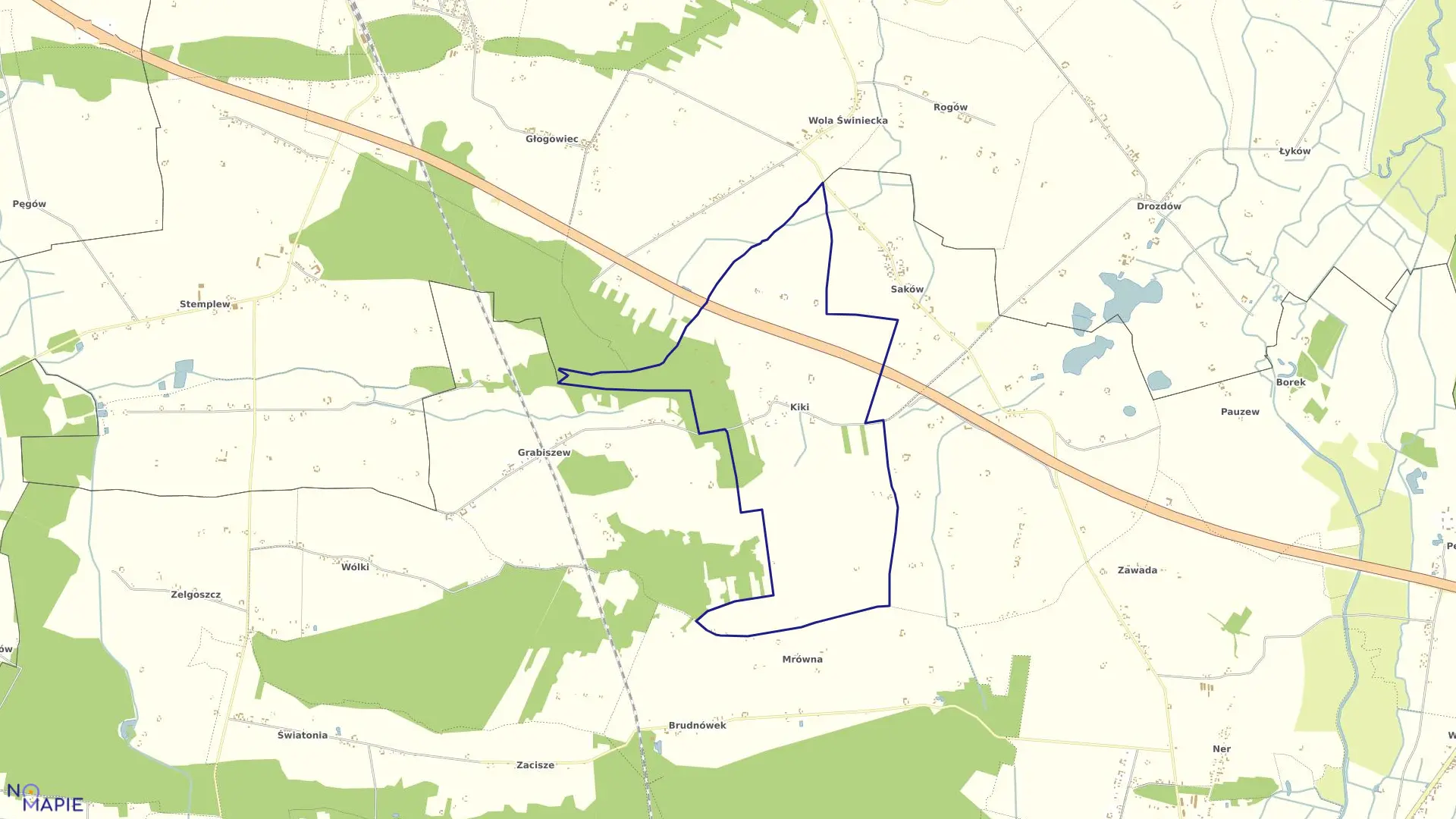 Mapa obrębu KIKI w gminie Wartkowice