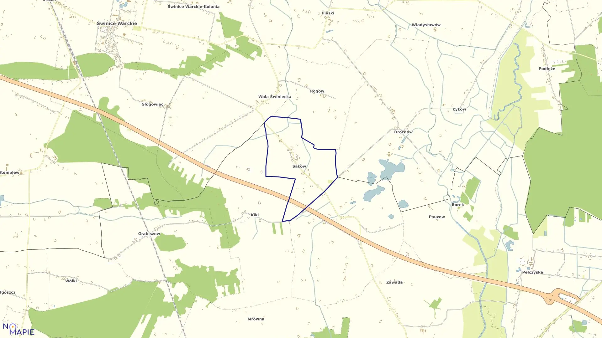 Mapa obrębu SAKÓW w gminie Wartkowice